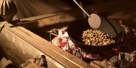 Arabic coffee preparation ceremony