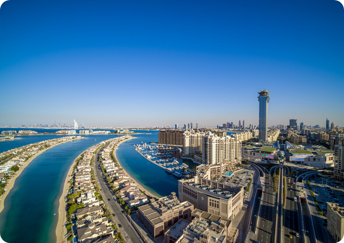 Palm Jumeirah and the Dubai Marina area