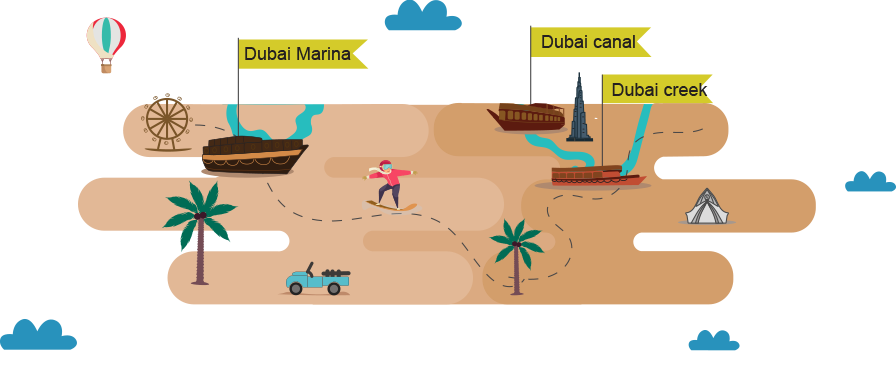 Dubai Dhow Cruise - Crusing Map