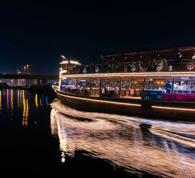 Dubai Canal Luxury Wooden Boat tour