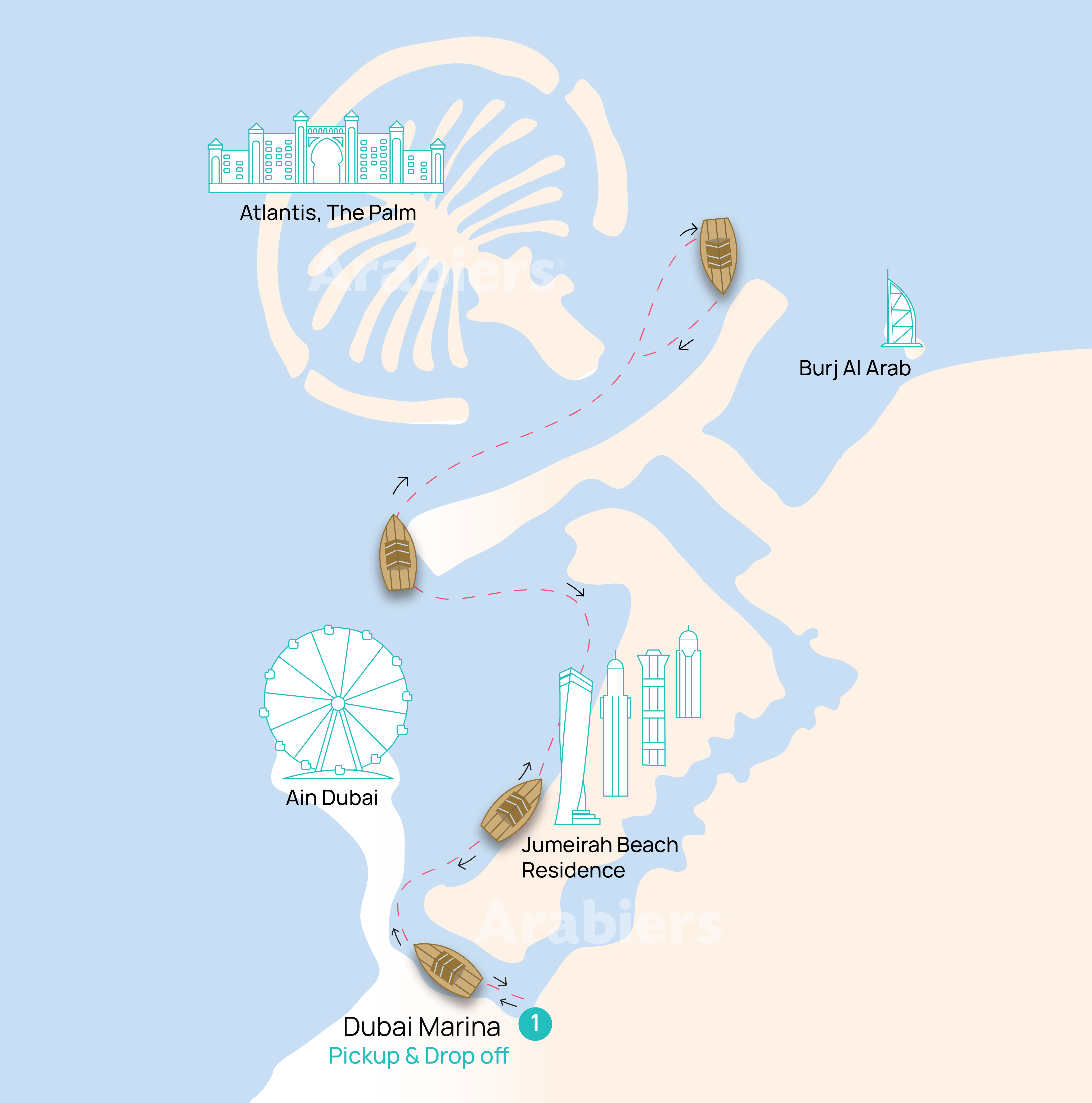 Dubai Marina Dhow cruise map