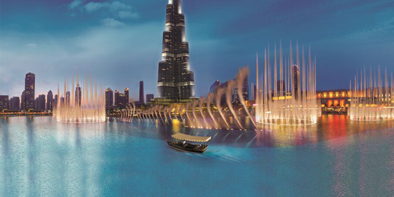 Watch the Dubai fountain show from a water taxi