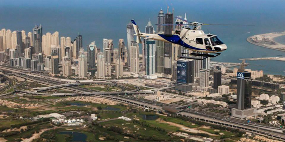 Take a helicopter flight over the city