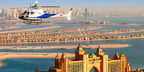 Take a helicopter flight over the city