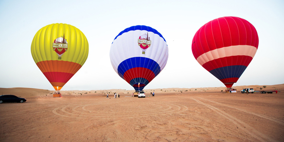 Soar above the desert in a hot air balloon