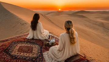 Traveller enjoying a camel ride on an Abu Dhabi grand tour package