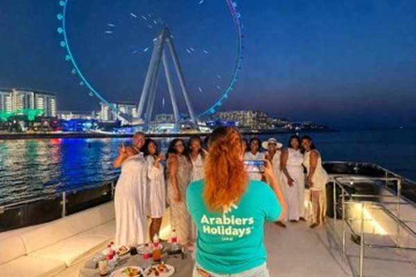 Arabiers Holidays DMC group on a private yacht tour in Dubai
