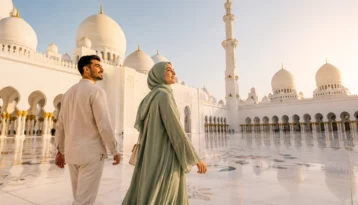 Guests exploring Abu Dhabi during a full-day private city tour