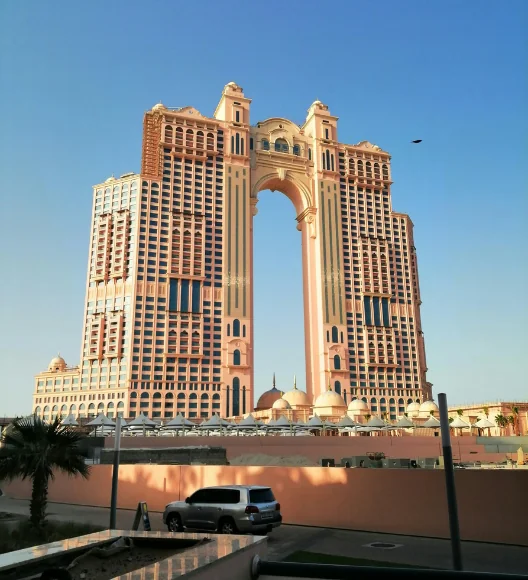 Raffles Abu Dhabi hotel iconic arch architecture and skyline view
