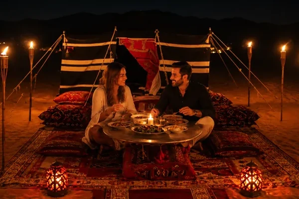 Overnight desert camp under the stars in Abu Dhabi