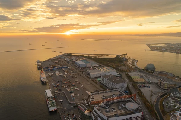 Aerial view of the Abu Dhabi cruise terminal at Zayed Port