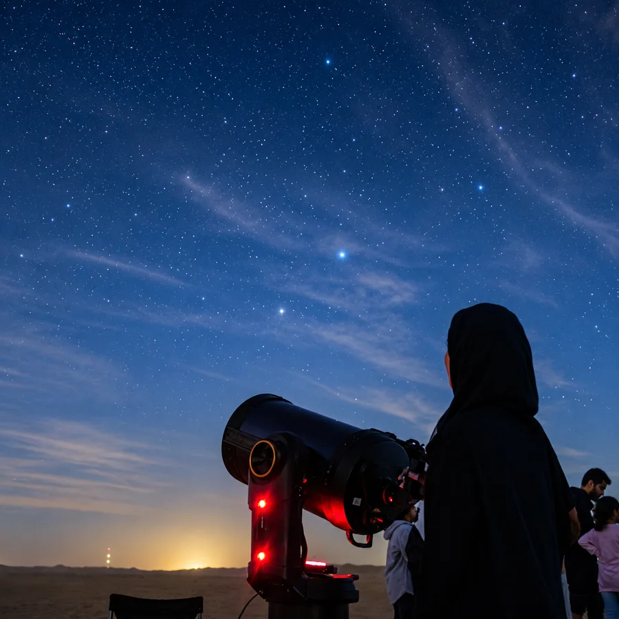 Telescope stargazing session in the Dubai desert