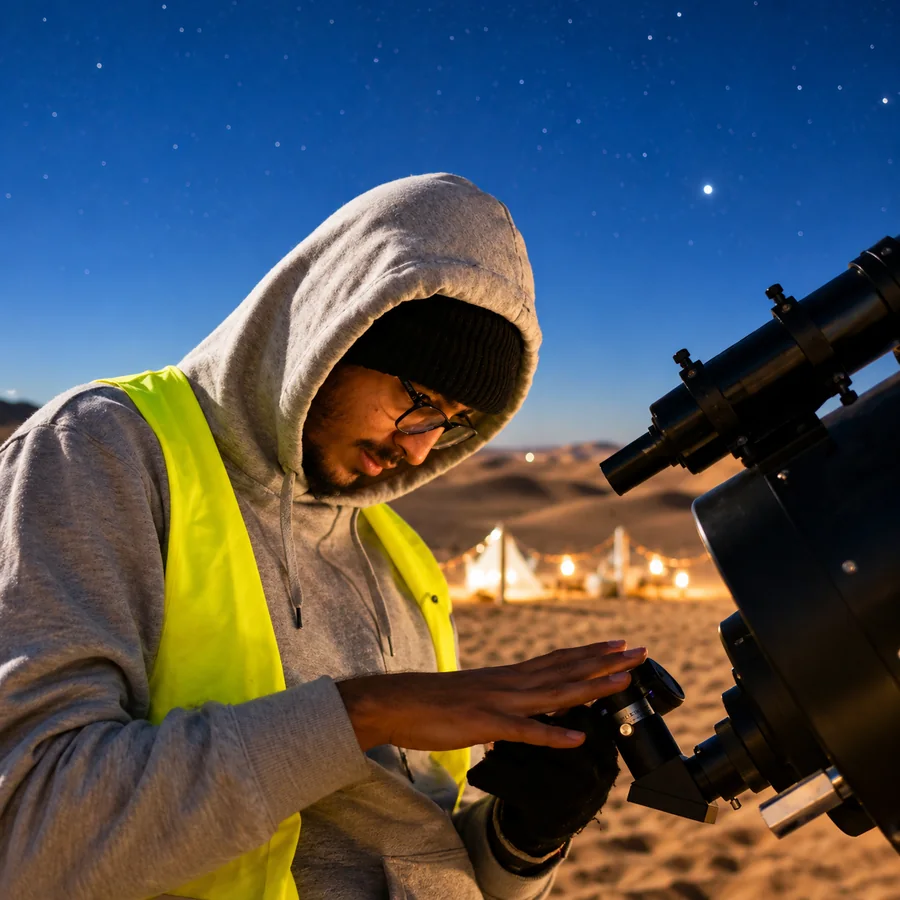 Telescope stargazing session at Al Quaa in Abu Dhabi