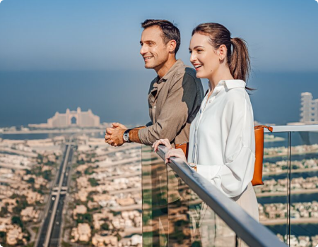 Travellers looking across Abu Dhabi during a private tour