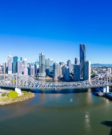 Story Bridge and Brisbane skyline in Australia