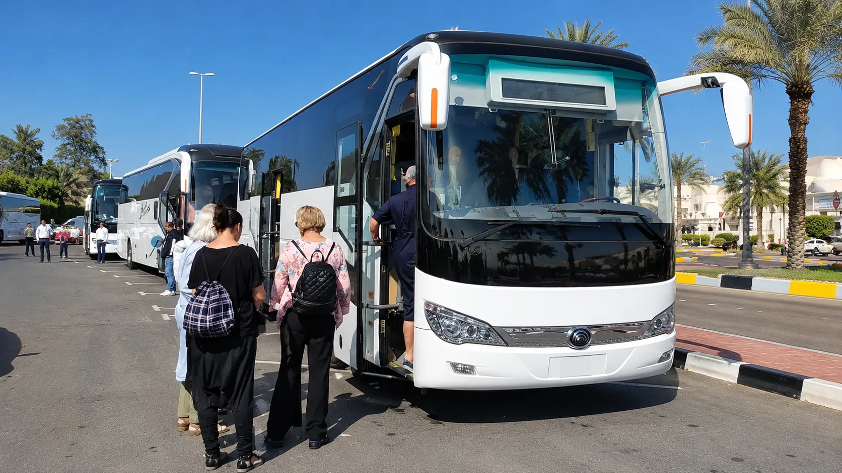 Airport bus transfer with driver at AUH Abu Dhabi