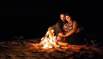Private overnight camping experience among the remote dunes of the Liwa Empty Quarter