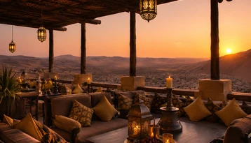 Sunset over the Empty Quarter during a private Qasr Al Sarab cocktail and Liwa day tour