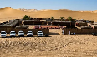 Traditional evening desert safari camp in Abu Dhabi
