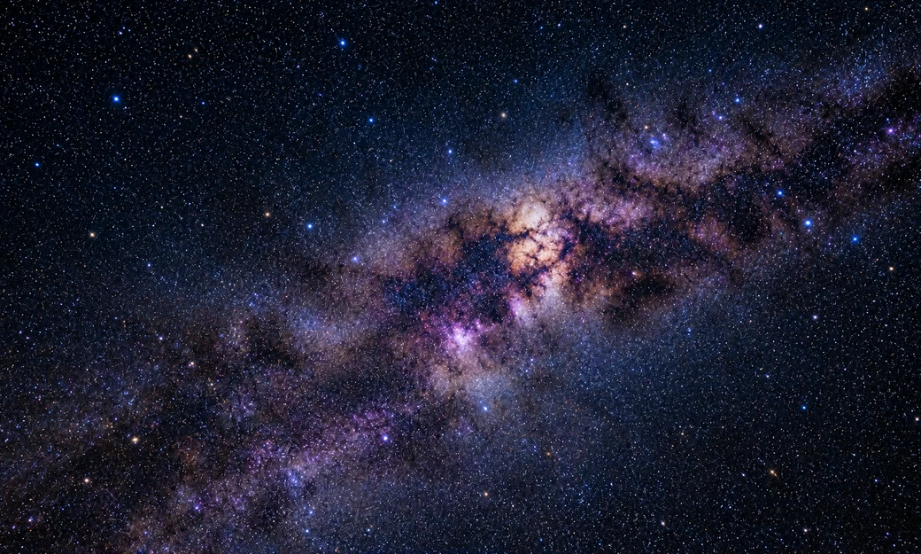 Close view of the Milky Way night sky visible from Al Quaa in Abu Dhabi