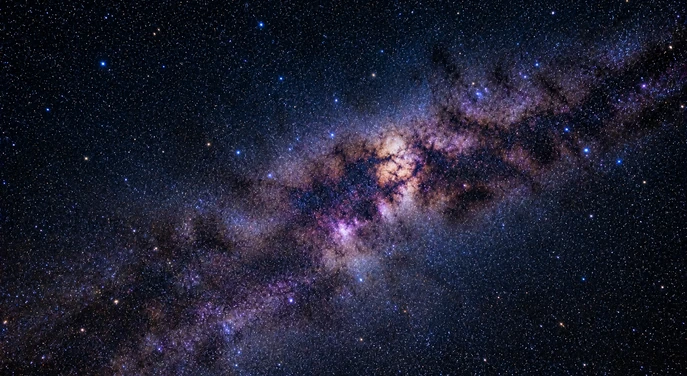 Close view of the Milky Way night sky visible from Al Quaa in Abu Dhabi