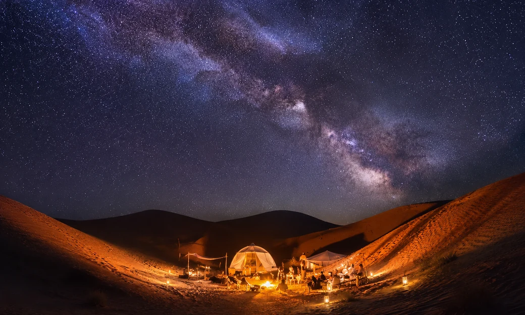 Private desert camp beneath the Milky Way at Al Quaa in Abu Dhabi