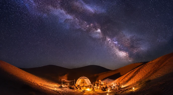 Private desert camp beneath the Milky Way at Al Quaa in Abu Dhabi