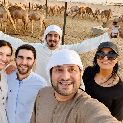 Private camel ride at sunset representing the Emirati heritage experience