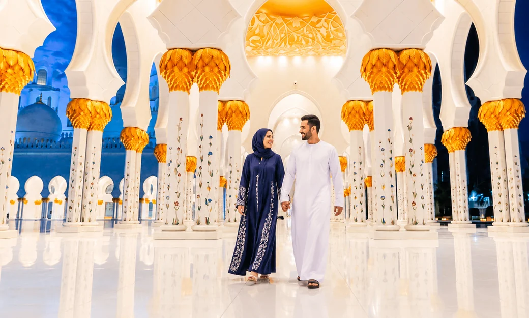 Sheikh Zayed Grand Mosque reflected in the water