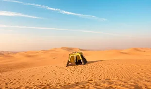 Private pop-up tent for overnight desert camping in Abu Dhabi