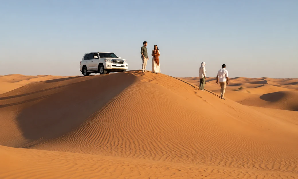 Qasr Al Sarab desert resort surrounded by palm trees and Liwa dunes