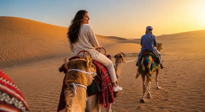 Camel rider in the Abu Dhabi dunes