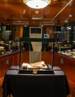 International buffet arranged on the lower deck of the Yas Marina dhow