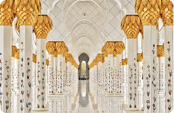 White marble mosque corridor