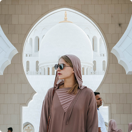 Visitor at Sheikh Zayed Grand Mosque