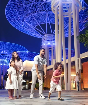 Tunisian family enjoying Bluewaters Dubai, UAE visa guide 2026