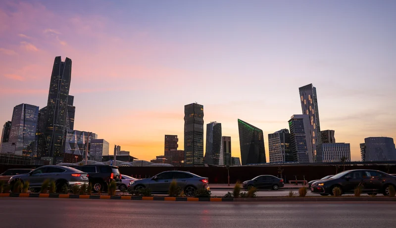 Riyadh skyline at sunset for GCC residents travelling to Saudi Arabia by road or air