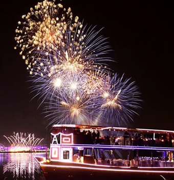 Dubai Canal New Year Luxury Wooden Boat Tour