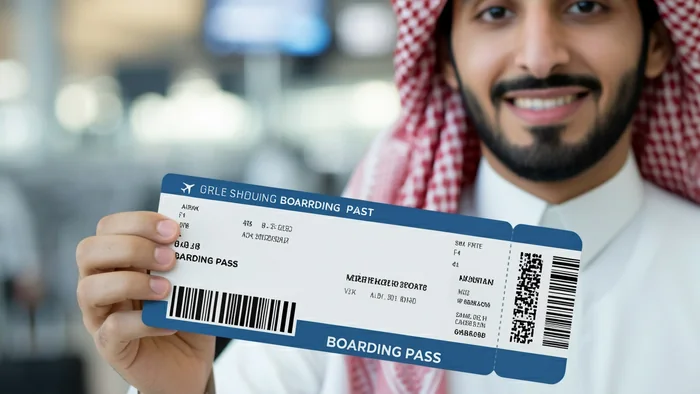 Traveller holding a boarding pass for a last-minute trip to Dubai