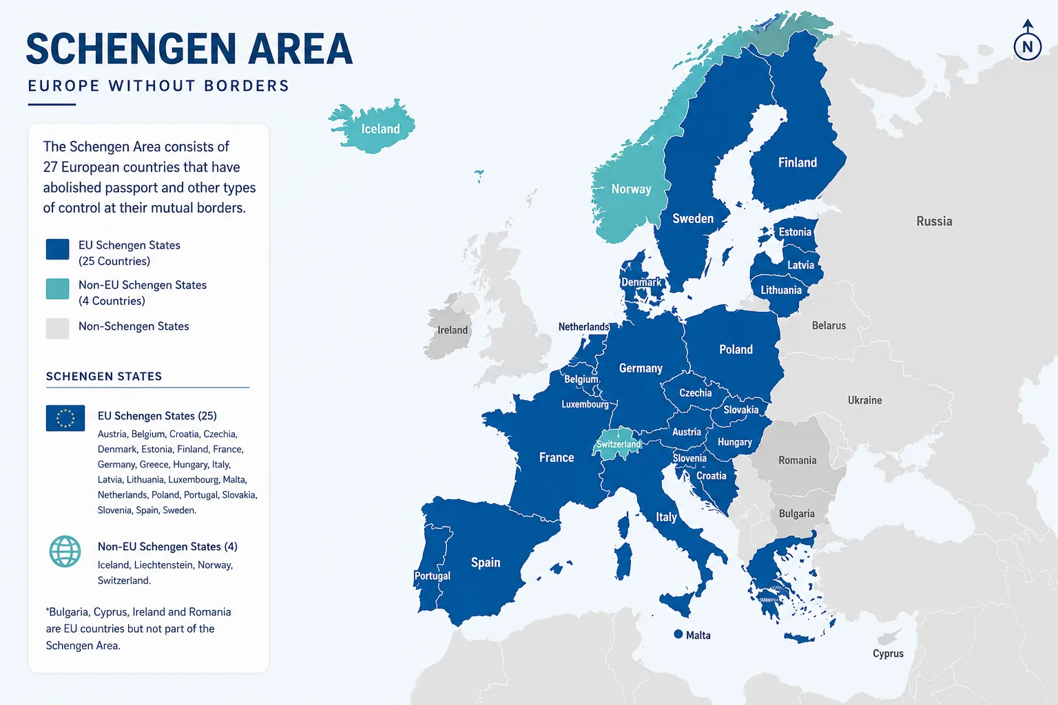 Map of the Schengen countries a Dubai resident can visit on a single Schengen visit visa
