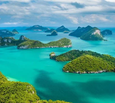 Island-hopping scenery between Phuket and Krabi, Thailand