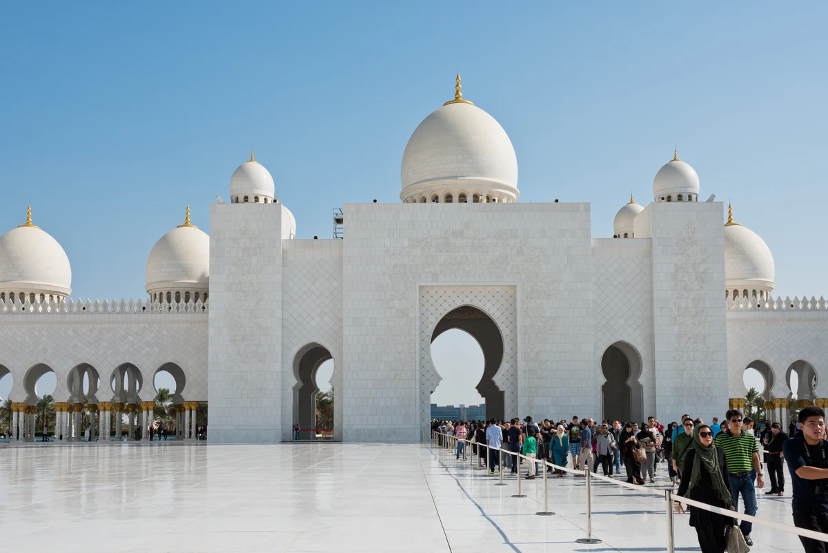 Main visitor entrance at Sheikh Zayed Grand Mosque Abu Dhabi