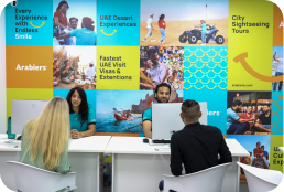 Arabiers Dubai office team assisting travelers with urgent visa processing